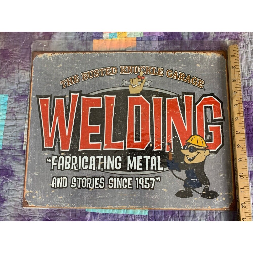 The Busted Knuckle Garage Welding Fabrication Sign 16x12.5 Man Cave Garage Tin - Picture 3 of 3